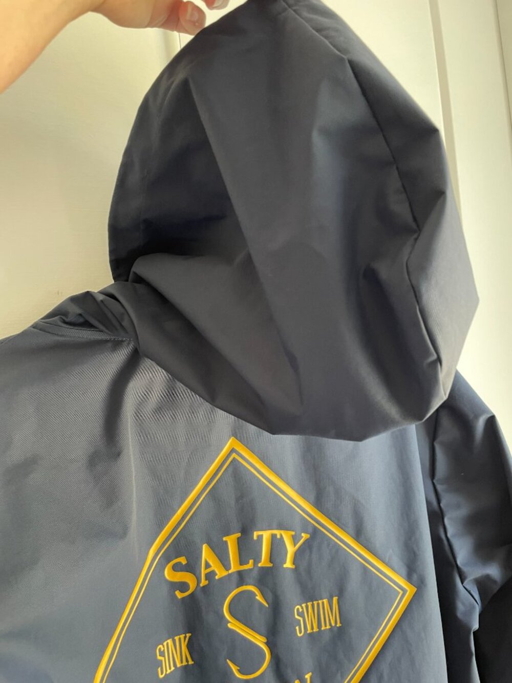 Salty Crew Tippet Hooded Jacket Navy Blue Nautical Rain Coat Parka Men's XL - Picture 11 of 16